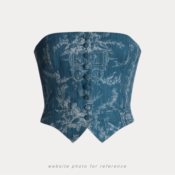 Ralph Lauren Collection Vanessa Cotton-Blend Chiné Bustier - Picture 2 of 7